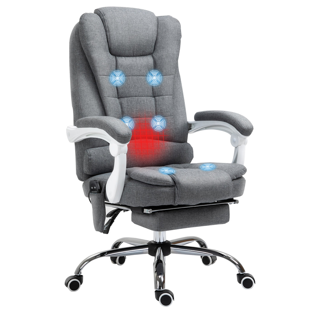 B¨¹rostuhl mit Massage- und Heizfunktion, neigbare R¨¹ckenlehne, drehbar & h?henverstellbar, bis 120 kg, Grau