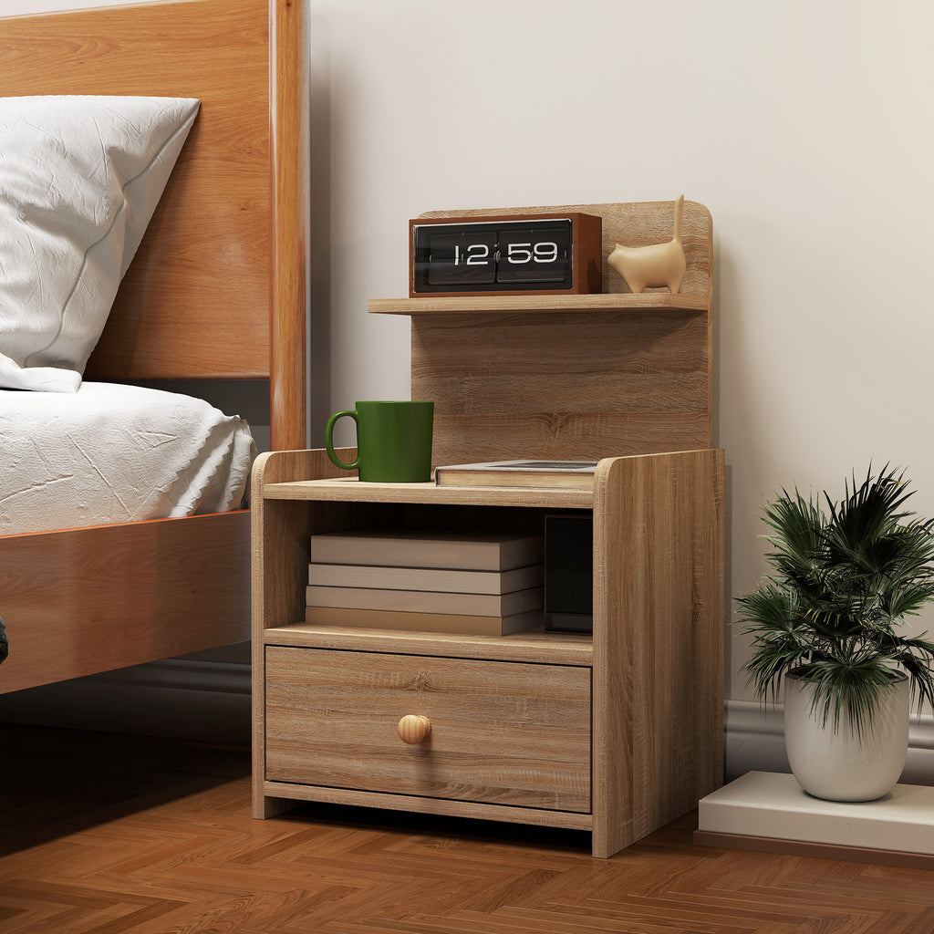 Beistelltisch, Nachttisch mit Stauraum, Spanplatte, kippsicher, modern, Naturholz