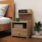 Beistelltisch, Nachttisch mit Stauraum, Spanplatte, kippsicher, modern, Naturholz