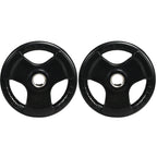 Hantelscheibe, 2er-Set, 15 kg pro Scheibe, drei Griffe, bodenschonender Gummimantel, Metall