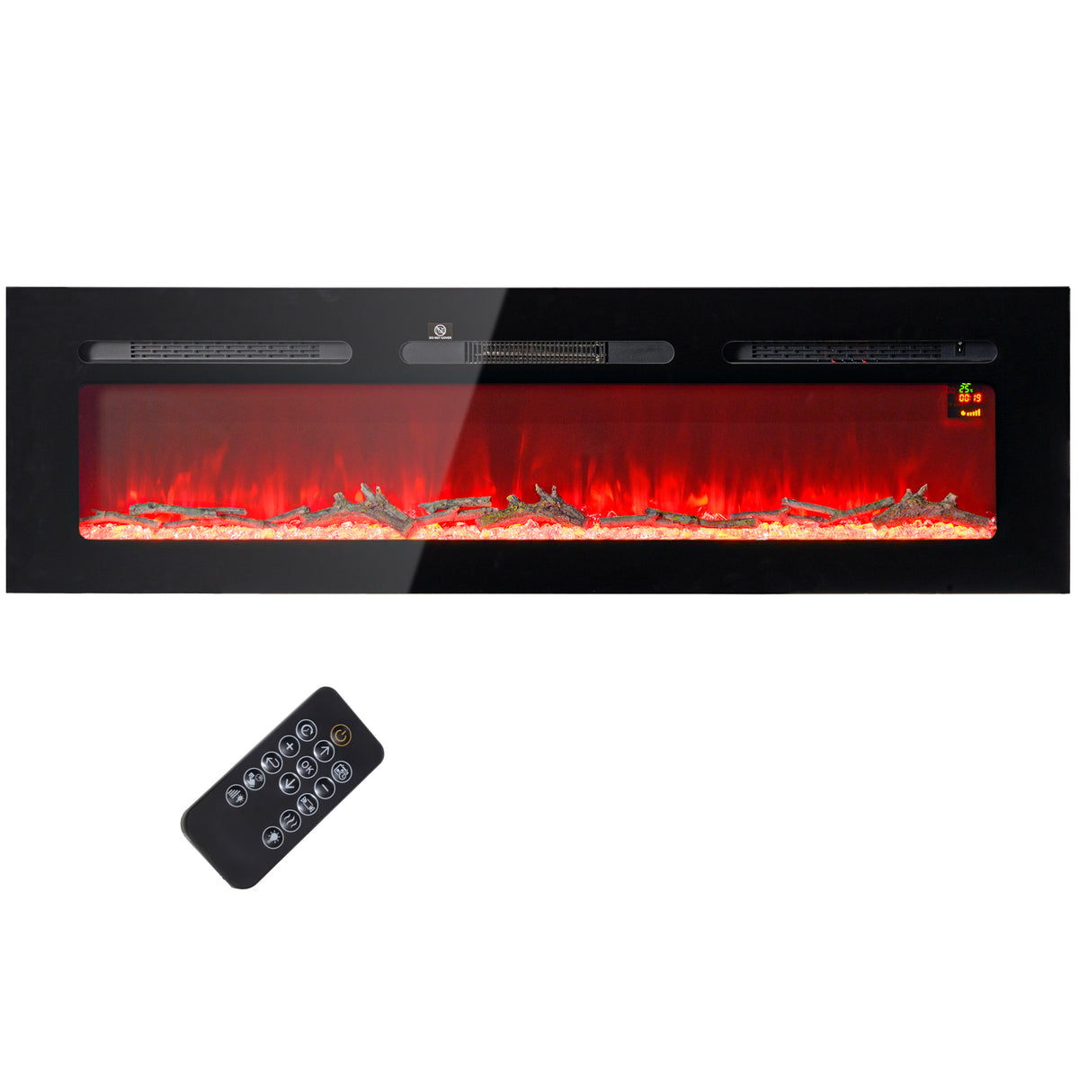 Elektrokamin mit Heizung 1800 W LED 3D-Flammeneffekt 152,4cm Schwarz