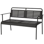 -Sitzer Gartenbank, wetterfest Sitzbank, wasserabweisend Gartenmöbel mit Rücken- & Armlehnen 121 x 64 x 84cm, Schwarz