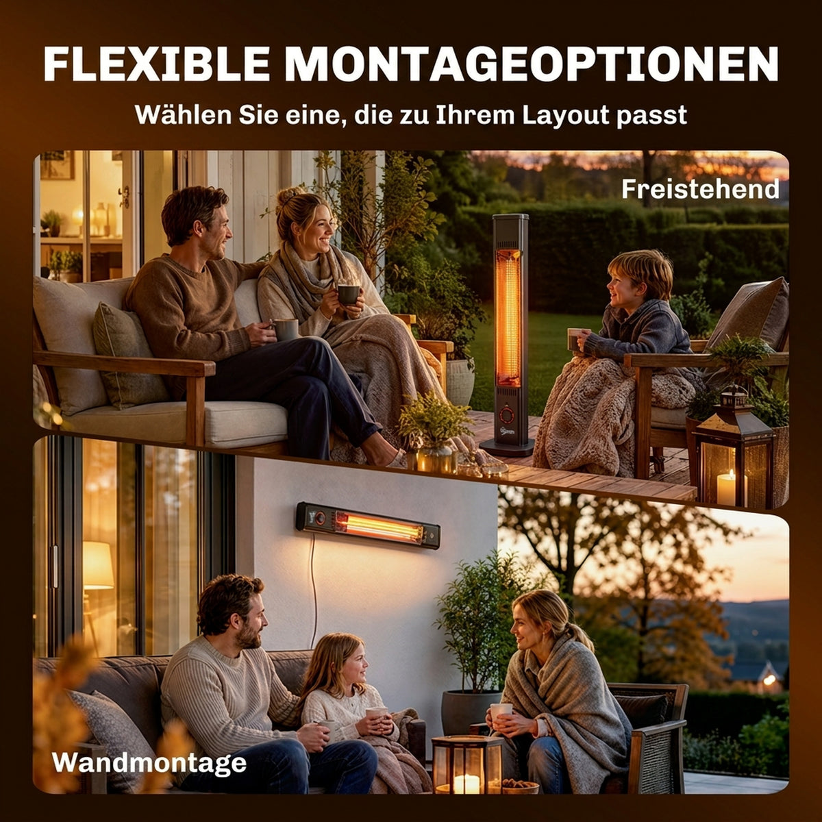 Infrarot Heizstrahler 2000W Carbonfaser Standheizstrahler mit Fernbedienung 8 Heizstufen Schutzhülle Timer Kippschutz
