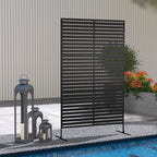 Decorative Privacy Fence Screen, Metal Outdoor Privacy Screen Climbing Plant Trellis with Stand, 122 x 198 cm, Black