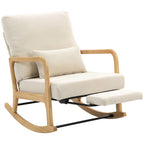 Schaukelstuhl Schaukelsessel mit Fußstütze verstellbar Rückenlehne Lendenkissen für Wohnzimmer, Schlafzimmer, Creme