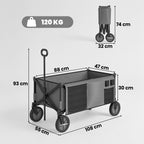 Garden Trolley, Cargo Traile on Wheels, Folding Collapsible Camping Trolley, Outdoor Utility Wagon, Dark Grey