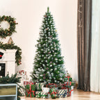 Künstlicher Weihnachtsbaum, 630 Zweige, 37 Zapfen, verschneite Spitzen, feuerfest, 180 cm