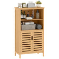 Badezimmerschrank aus Bambus, mit Lamellent¨¹ren, 2 Regale, 1 Schrank, 50?cm x 29?cm x 92?cm, Natur