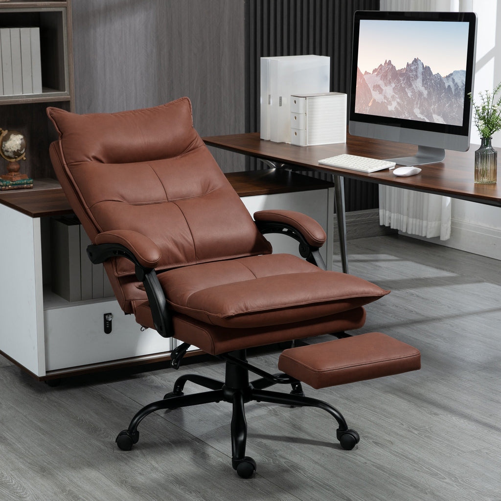 Bürostuhl mit Massage- und Heizfunktion, Fußstütze, verstellbar, bis 120 kg, Braun