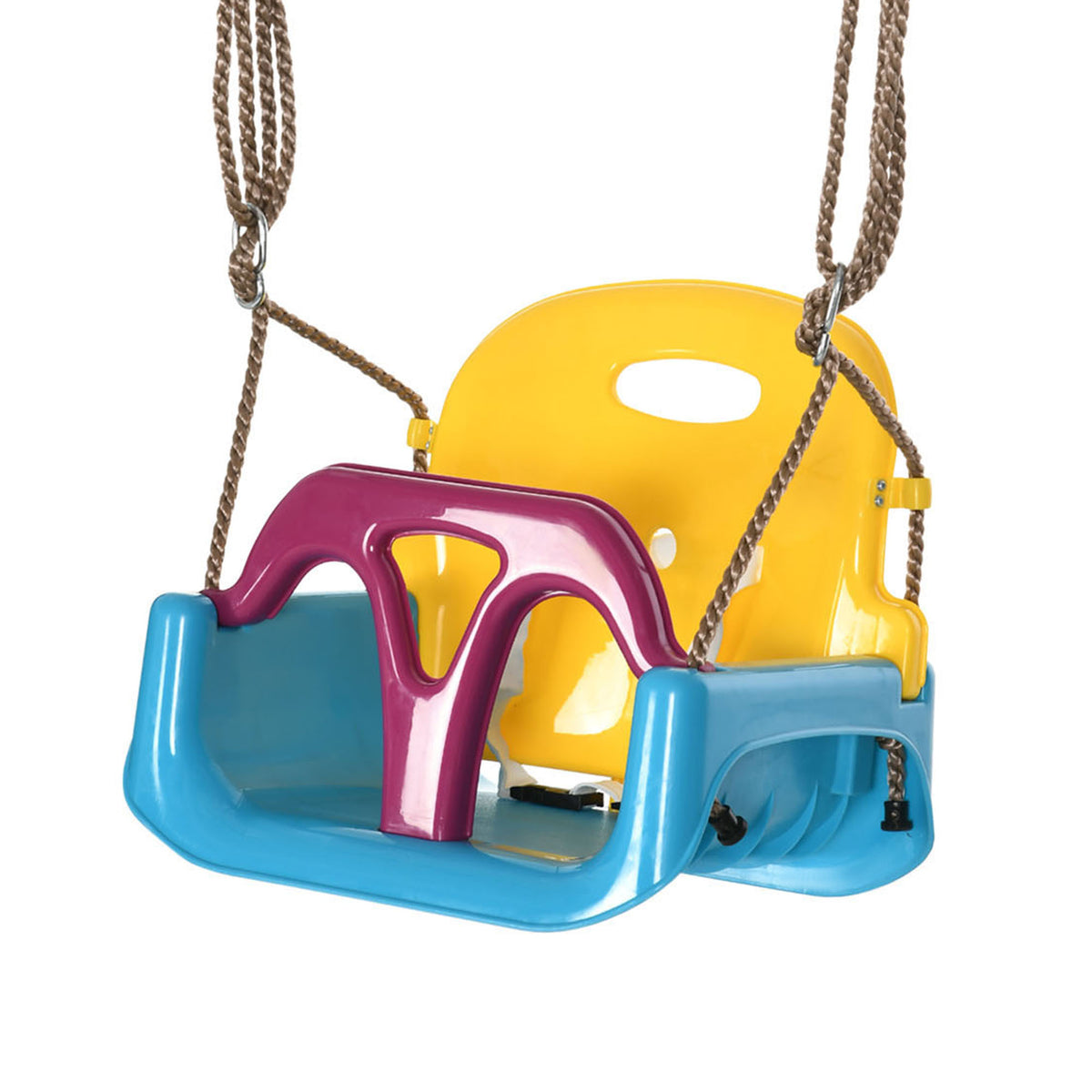 3 in 1 Detachable Kids Swing Seat with Seatbelt, Adjustable Rope for Indoor, Outdoor, Light Blue