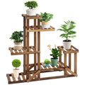Blumenständer Pflanzenregal 6 Ebenen Vierstufiges Blumenregal Blumentreppe Blumenleiter Massivholz Verkohlt 98 x 28 x 96,5 cm
