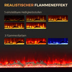 Elektrokamin mit Heizung 1800 W LED 3D-Flammeneffekt 152,4cm Schwarz