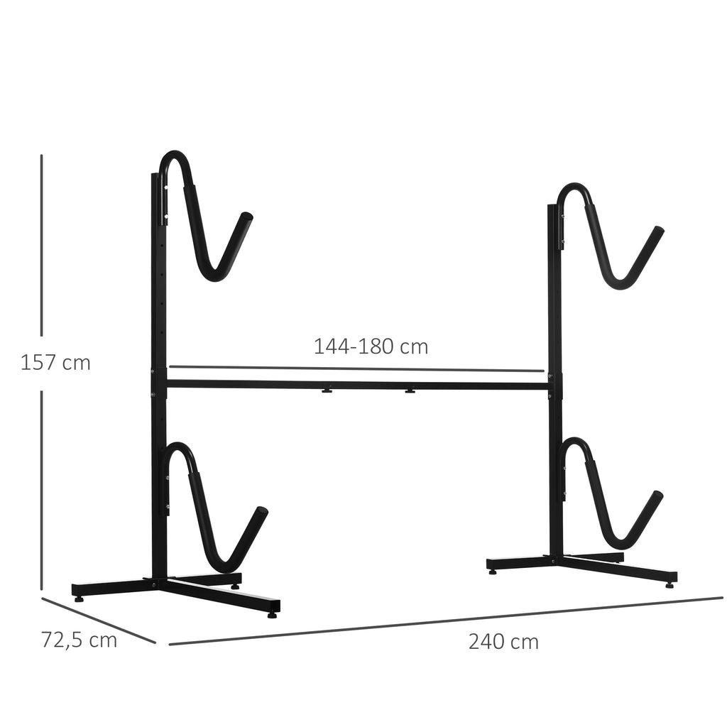 Halterung f¨¹r 2 Kajaks, Surfboards, Stand-Up-Paddles, Metallrahmen, breitenverstellbar 144-180 cm