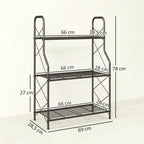 3-Tier Metal Plant Stand, Heavy Duty Ladder Shelf Potted Plants Display Rack, Indoor Outdoor Flower Pot Holder