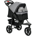  Dog Stroller Foldable Pet Pram, 3 Wheels Dog Pushchair with Brake, for Small Miniature Breeds, Cats, Grey