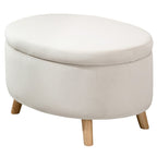 Sitzbank mit Stauraum, Hocker, ovale Form, Samtoptik, bis 120 kg, 71 x 51,5 x 42 cm, Beige