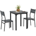 Three-Piece Minimal and Compact Dining Set, Grey Wood Effect