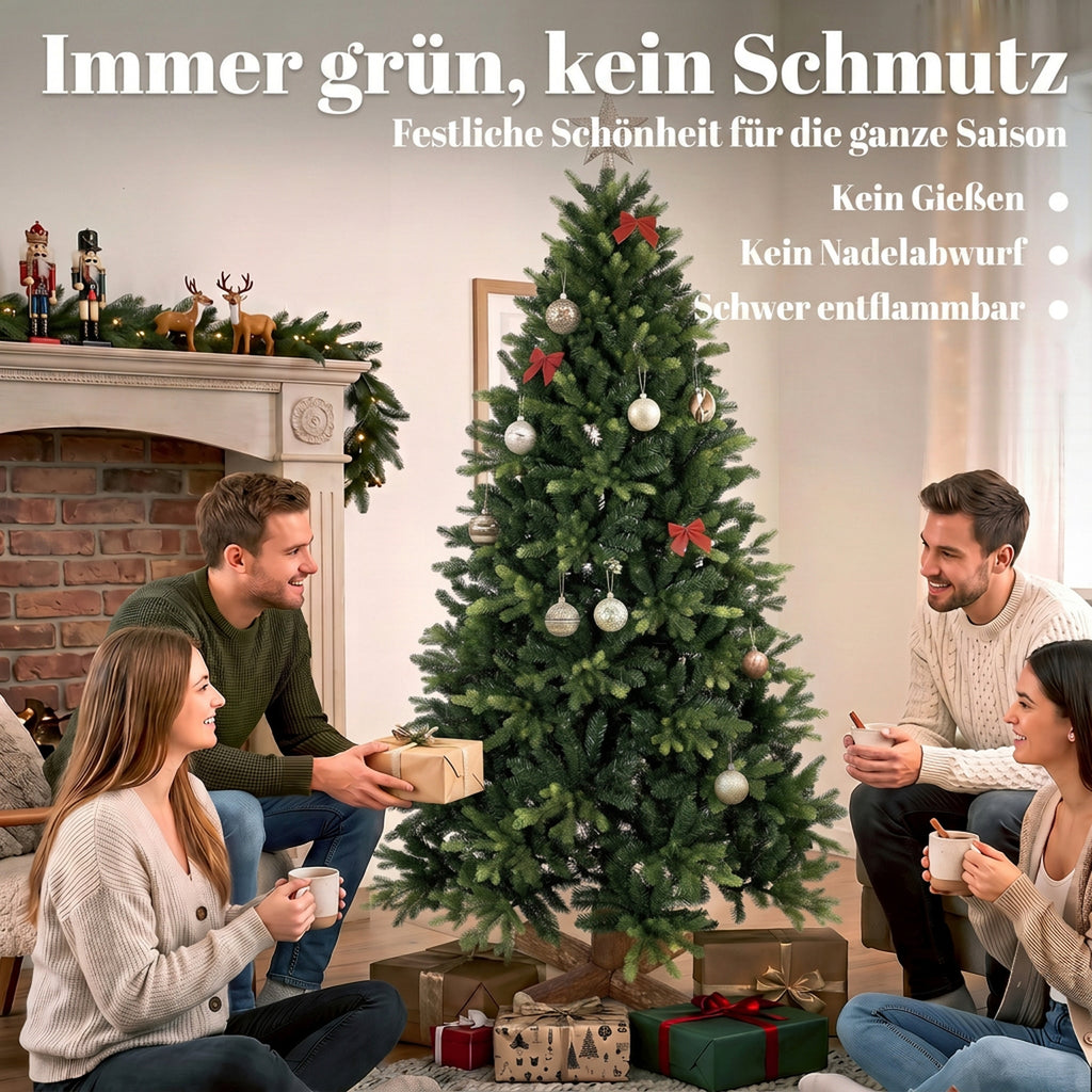 Artificial Christmas Tree, Hinged Xmas Tree with 2419 PE & PVC Branch Tips, 6ft, Green