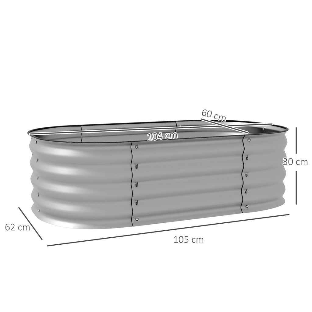 Hochbeet Pflanzenbeet Modulares Hochbett, wetterbest?ndig, offener Boden, 105 x 62 x 30 cm, Silber