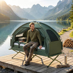 Campingzelt-Set mit Feldbett, Schlafsack und Matratze Dunkelgrün
