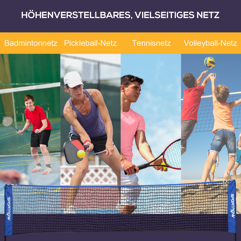 Badmintonnetz Set Faltbares Volleyballnetz 103/120/155H cm Blau