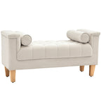 Polsterbank, Vintage-Design, 2 Kissen, Chenillebezug, 115 x 44 x 58 cm, Beige