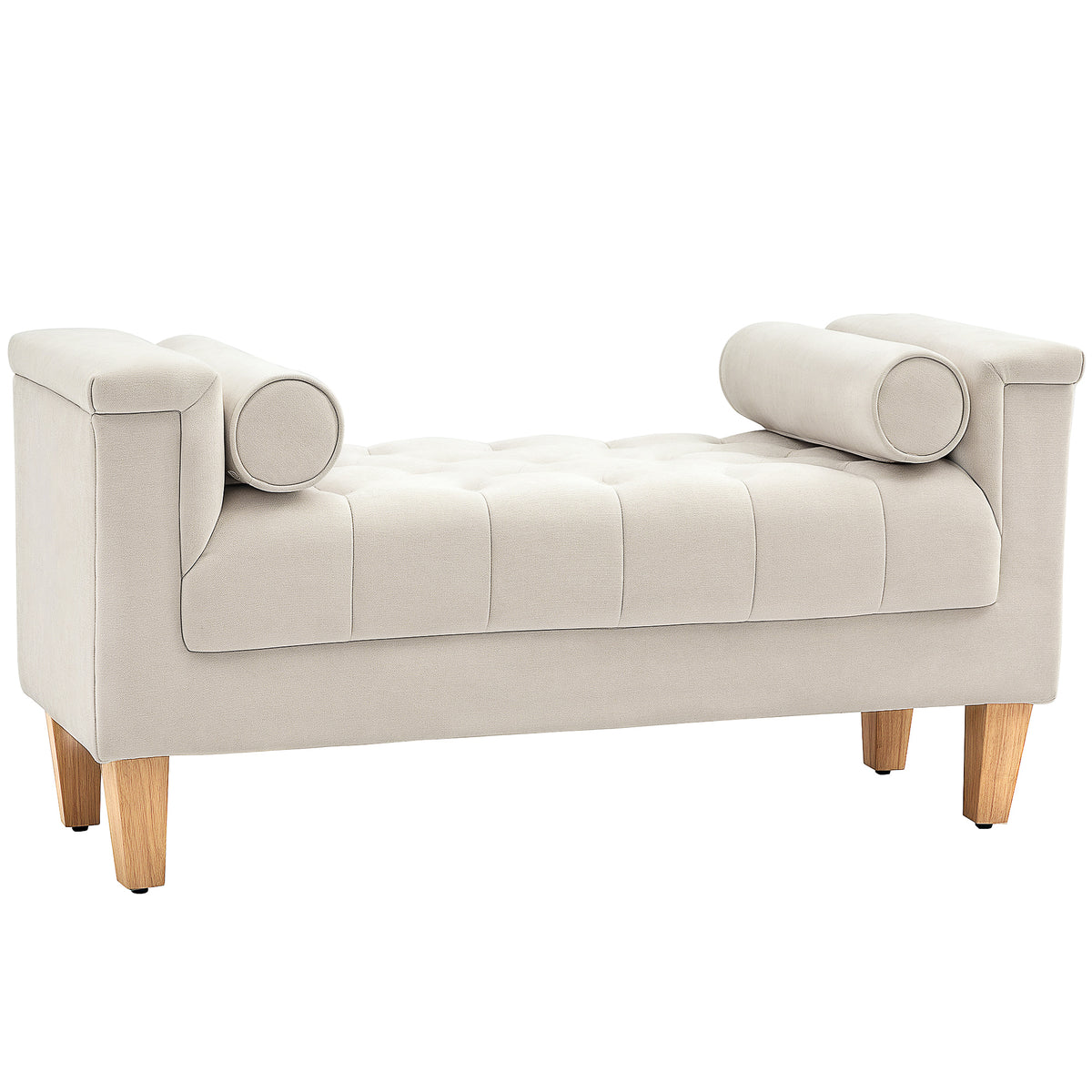 Polsterbank, Vintage-Design, 2 Kissen, Chenillebezug, 115 x 44 x 58 cm, Beige