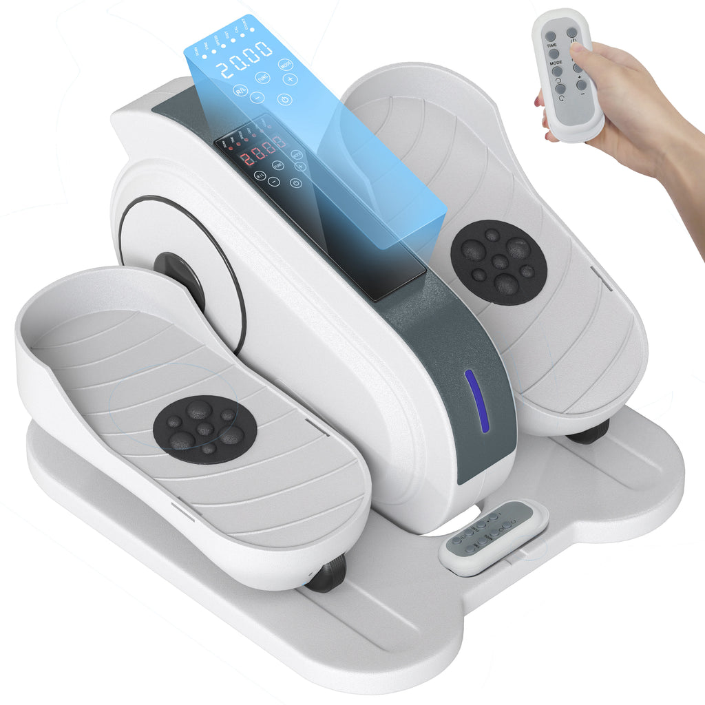 Sitzpedaltrainer, Mini-Ellipsen-Trainer mit LCD-Monitor, Fernbedienung, 10 einstellbare Geschwindigkeitsstufen, Weiß