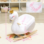 Schaukeltier, Schwan-Schaukel mit Schlaflied, weicher F¨¹llung, Holzrahmen, f¨¹r Kinder 1,5-3 Jahre, 65x40x68 cm, Wei?