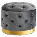Vintage Hocker, Sitzhocker Truhenbank Fußbank Fußhocker mit Stauraum, Polsterhocker, Metall, Schaumstoff, Kohlegrau, 55 x 55 x 42 cm