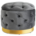 Vintage Hocker, Sitzhocker Truhenbank Fußbank Fußhocker mit Stauraum, Polsterhocker, Metall, Schaumstoff, Kohlegrau, 55 x 55 x 42 cm