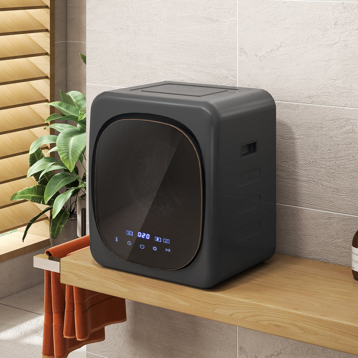 Ablufttrockner 2,5 kg mit Smart-Modus, 800 W Kompakttrockner mit Edelstahltrommel, Grau