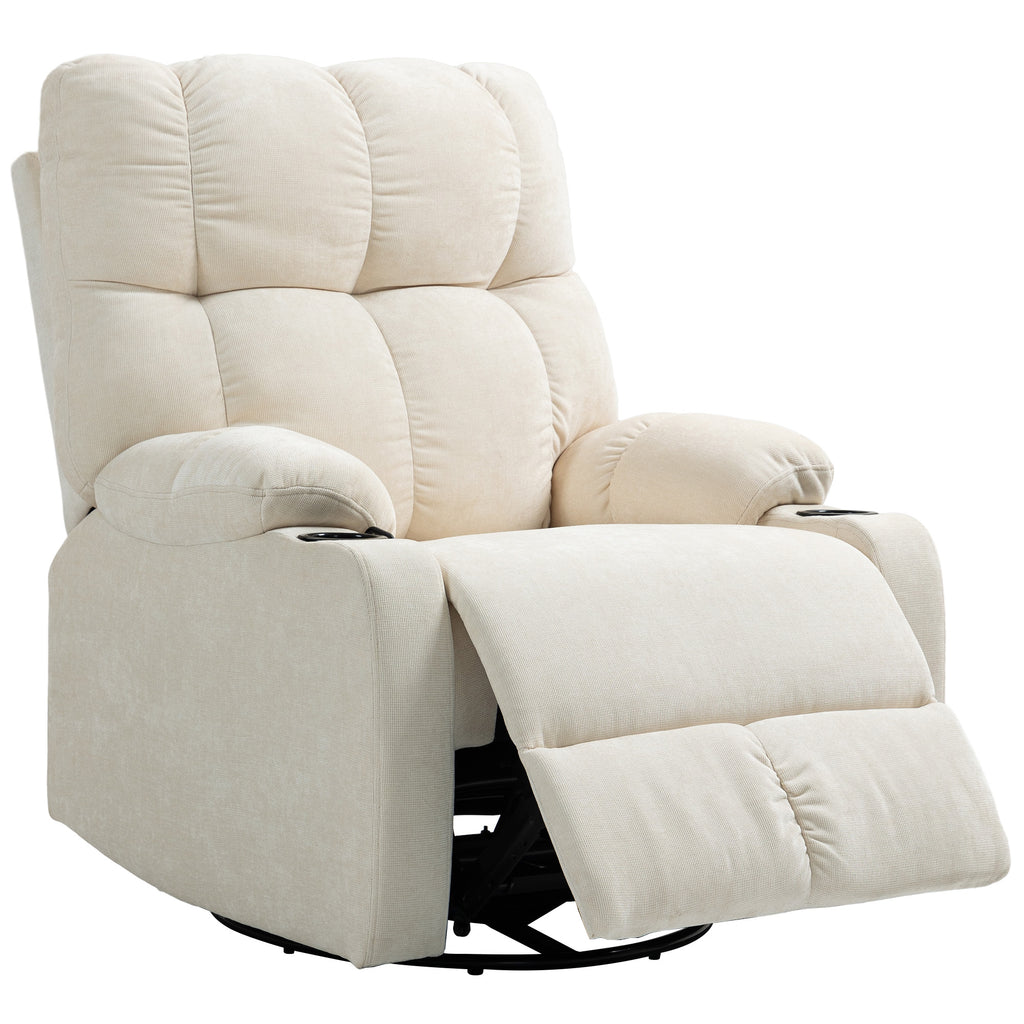 Relaxsessel mit Fu?st¨¹tze, Liegesessel, drehbar, bis 150 kg, Stahlrahmen, 88x96x108cm, Beige