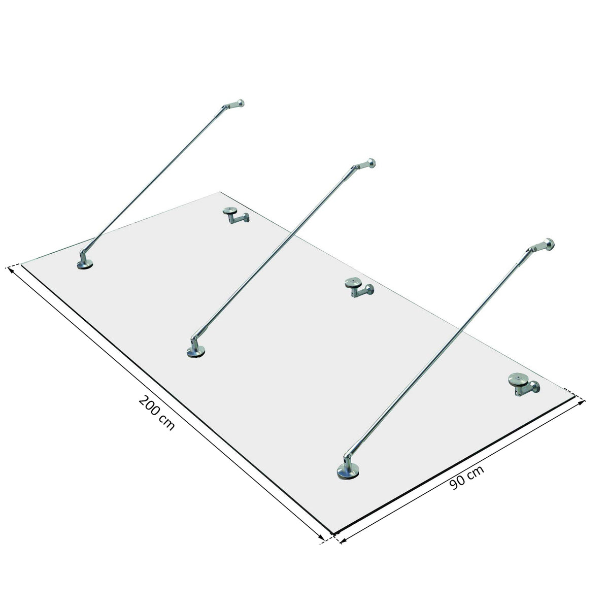 Vordach Glasvordach T¨¹rvordach geh?rtetes Glas(ESG) Edelstahl Klarglas 200x90cm