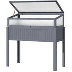 Raised Garden Bed 2-IN-1 Wood Cold Frame Greenhouse with Elevated Garden Box, Openable Top for Flowers, Vegetables, Plants, Grey