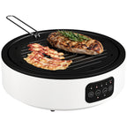 Dual-Keramikkochfeld, 2-in-1 Design, zum Kochen und Grillen, 2000W, 4 Hitzestufen, LED-Display, Fettfangschale, Weiß
