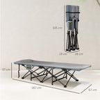 Feldbett faltbar Campingbett mit Matratze Kopfkissen Seitentasche 187 x 67 x 37 cm Gästebett bis 150 kg Grau