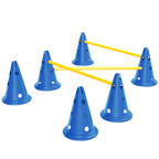 Dog Agility Equipment Set of Six Cones, Six Poles with Carry Bag, Three-Piece Adjustable Height Jumping Obstacles, Blue