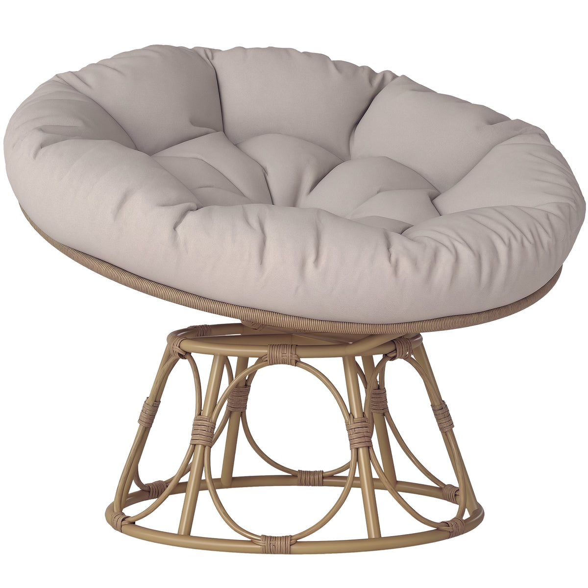 Papasansessel Rattan 360° drehbar Korbsessel mit Sitzkissen runder Outdoor