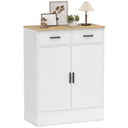 Sideboard mit Stauraum, Kommode mit 2 Schubladen, verstellbares Regal, f¨¹r K¨¹che, Wohnzimmer, Flur, Naturholz, Wei?