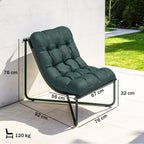 Gartenstuhl Gartensessel mit Kissen Atmungsaktiver Sling-Sitz Stahlrahmen für Garten Terrasse 76 x 92 x 76 cm Dunkelgrün