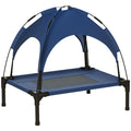 Haustierbett Outdoor-Hundebett, wetterbeständig, mit Baldachin, 61cm x 46 cm x 62 cm, Blau + Schwarz