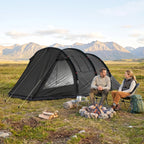 Campingzelt Trekkingzelt Zelt, wetterbeständig, 2 Räume, 475 x 264 cm Breite x 172, Schwarz