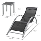 Three-Piece Curved Sun Lounger Set - Black