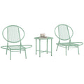 Bistro-Set 3-teilig aus Polyrattan Wetterfest Gartenmöbel Set mit Bistrotisch Muschelförmige Gartenstühlen Grün