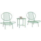 Bistro-Set 3-teilig aus Polyrattan Wetterfest Gartenmöbel Set mit Bistrotisch Muschelförmige Gartenstühlen Grün