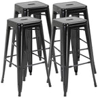 4er-Set Barhocker aus Metall, für drinnen und draußen, stapelbares Design, Schwarz