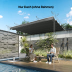 Retractable Pergola Cover, 2.55 x 2.5 m Replacement Canopy Fabric for 3 x 3 m Frame, Roof Top Only, Dark Grey
