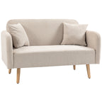 2er-Sofa Sofa Couch, Modern-Design, inkl. 2 Kissen, Holzbeine, 130 x 70 x 80 cm, Creme