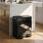40L Dual Compartment Stainless Steel Bin, with Deodoriser Holders - Black